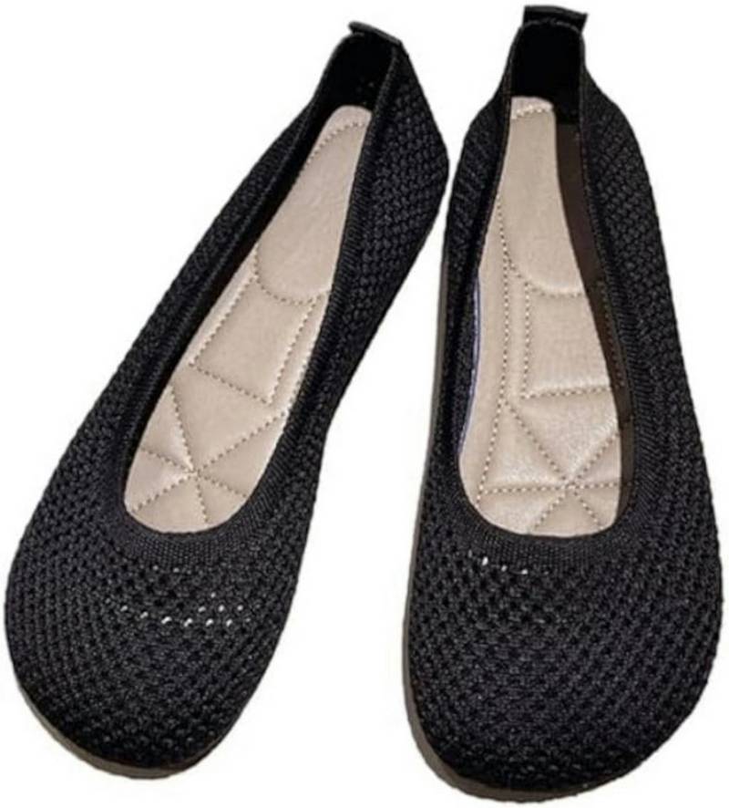 UE Stock Damen Barfußschuhe Atmungsaktive Flache Ballerina Gr. 37 Schwarz Ballerina vielseitig kombinierbar für jeden Anlass von UE Stock