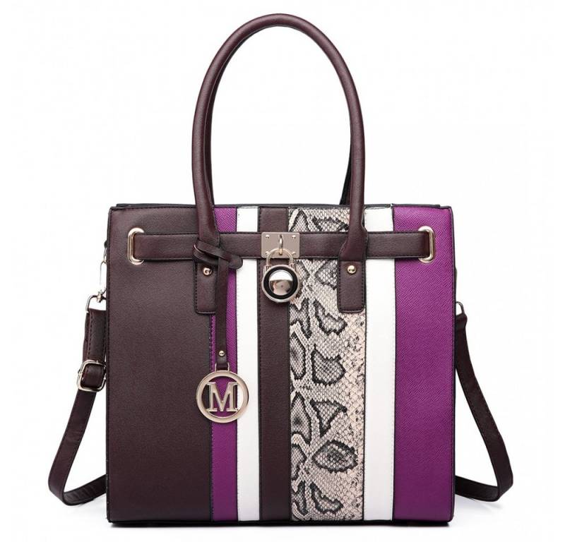 UE Stock Handtasche Miss LuLu Frauen PU Tote Bag Handtasche Schultertasche Braun Lila, Ein wahrer Blickfang von UE Stock