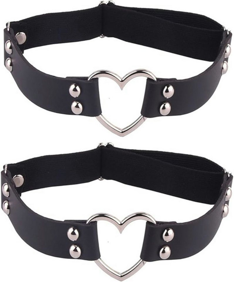 UE Stock Ledergürtel 2er Set Damen Punk Elastische Leder Oberschenkel Gürtel Lederleg Ringe für einen auffälligen Look von UE Stock