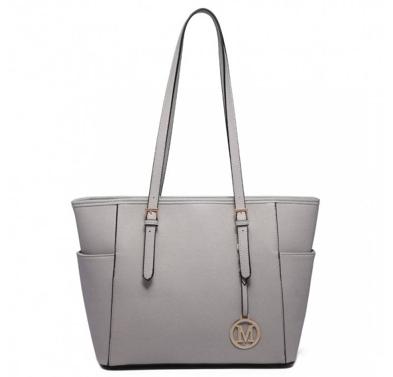 UE Stock Tragetasche Damen Tragetasche Shopper Schultertasche Kunstleder - Hellgrau, perfekt für den Alltag oder unterwegs von UE Stock