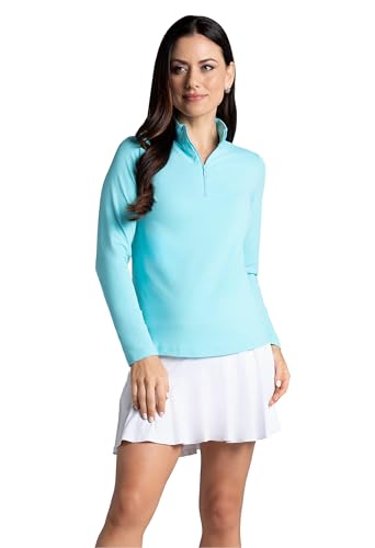 IBKUL Athleisure Wear Sonnenschutz UPF 50+ Icefil Cooling Tech Langarm Stehkragen Top mit Unterarm-Mesh 80000 Seafoam Solid M, Farbe: Seafoam – Druck: Solid, Mittel von IBKUL