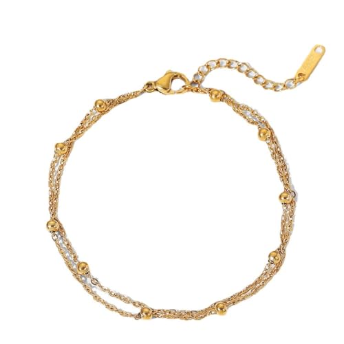 UEAVOID 18K Gold überzogene geschichtete Armbänder für Frauen, Twisted Chain Sparkle Einstellbare Armbänder (Gold) von UEAVOID