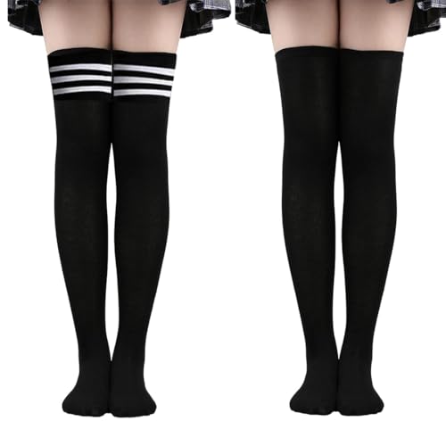 UEAVOID 2 Paar Damen Kniestrümpfe Lange Overknee Strümpfe Überknie Socken von UEAVOID