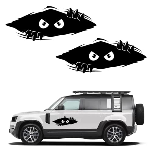 UEAVOID 2 Stück 3D Peeking Monster Autoaufkleber Wasserdicht Graffiti Sticker für Auto Autofenster Stoßstange Laptop Motorrad (Schwarz) von UEAVOID