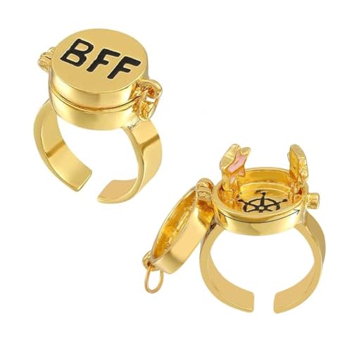 UEAVOID 2 Stück Beste Freunde für Immer Ringe,Einstellbar Offene Kappe Ring,Süßes BFF Ring,Freundschaftsring,Schmuckgeschenke für Frauen Mädchen（drehbar） von UEAVOID