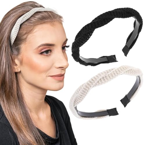UEAVOID 2 Stück Haarreifen Damen Geflochten Mit Zähnen Vintage Mode Haarschmuck Für Frauen Mädchen (2 Farben) von UEAVOID
