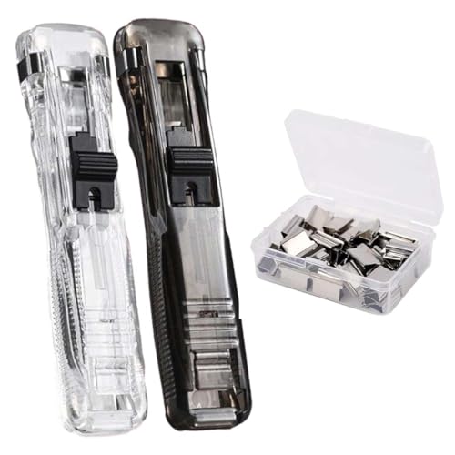 UEAVOID 2 Stück Klammernspender, Clam Clip Dispenser, Paper Clam Clip Dispenser for Fixieren Losem Blattpapier, Buchbindedokumenten, Berichten, Aufgaben (100 Stück Klammer) von UEAVOID