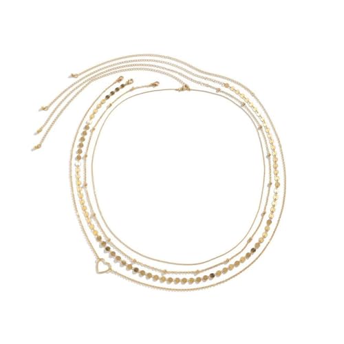 UEAVOID 4 Stück Bauchkette Körperketten Taillenkette Verstellbar Belly Waist Chain Bikini-Kette Quaste Set für Frauen Mädchen (Gold) von UEAVOID