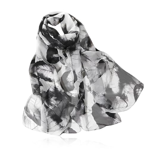 UEAVOID Damen Dünn Chiffon Schal Damen Schal Stola Halstuch Tuch Seidentuch aus Chiffon für Frühling Sommer Ganzjährig（schwarz） von UEAVOID