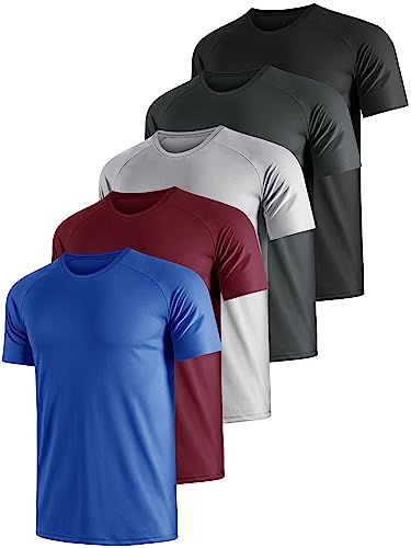 UEEKO 5er Pack Sport Herren Tshirt Set Kurzarm Sporthirt Running Herren Schnelltrocknend Atmungsaktiv Fitness Funktions Sporthirt Running Herren.(3X-L) von UEEKO