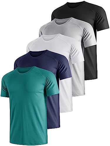 UEEKO 5er Pack Sport Herren Tshirt Set Kurzarm Sporthirt Running Herren Schnelltrocknend Atmungsaktiv Fitness Funktions Sporthirt Running Herren.(Large) von UEEKO