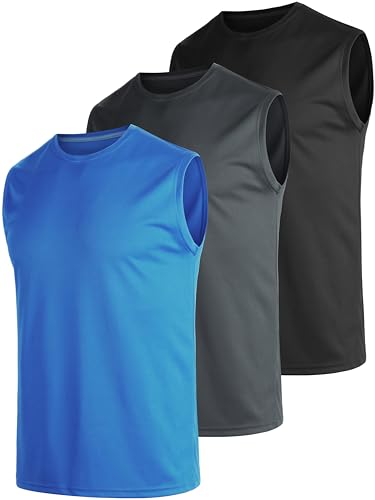 UEEKO Ärmellos Tank Top Herren 3er Pack Tanktop Sport Muscle Shirt Unterhemd Schnelltrocknend Atmungsaktiv Fitness Funktion Shirt Gym Running ärmelloses Shirt Herren(3XL) von UEEKO