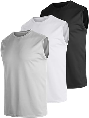 UEEKO Ärmellos Tank Top Herren 3er Pack Tanktop Sport Muscle Shirt Unterhemd Schnelltrocknend Atmungsaktiv Fitness Funktion Shirt Gym Running ärmelloses Shirt Herren(3XL) von UEEKO