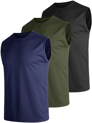 UEEKO Tank Top Herren 3er Pack - Sport Unterhemd Ärmellos, Atmungsaktiv Schnelltrocknend für Laufen Funktionsshirt, M von UEEKO