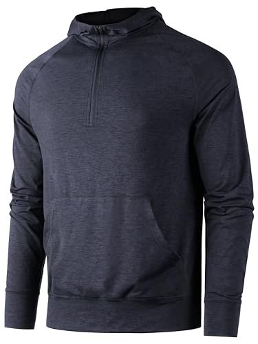 UEEKO Herren Oversized Kapuzenpullover mit 1/4-Zipper – Weicher, Leichter & Atmungsaktiver Hoodie für Streetstyle und Freizeit, Kohleschwarz, XL von UEEKO