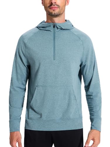 UEEKO Herren Oversized Kapuzenpullover mit 1/4-Zipper – Weicher, Leichter & Atmungsaktiver Hoodie für Streetstyle und Freizeit, Wasserorchidee, XL von UEEKO
