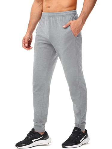 UEEKO Jogginghose Herren Baumwolle Trainingshose Sweathose Männer Sporthose Jogging Slim Fit Hose Lang Joggers Outdoorhose Sweatpants Streetwear Fitness tiefen Stoffhose Hellgrau 4XL von UEEKO