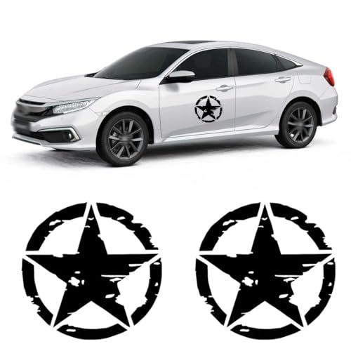 UEIOAVL 2 Stck Autoaufkleber Stern Aufkleber Auto-Aufkleber Off Road Sticker frs Auto und Motorrad, Fahrrad, Boot (15 cm, Schwarz) von UEIOAVL