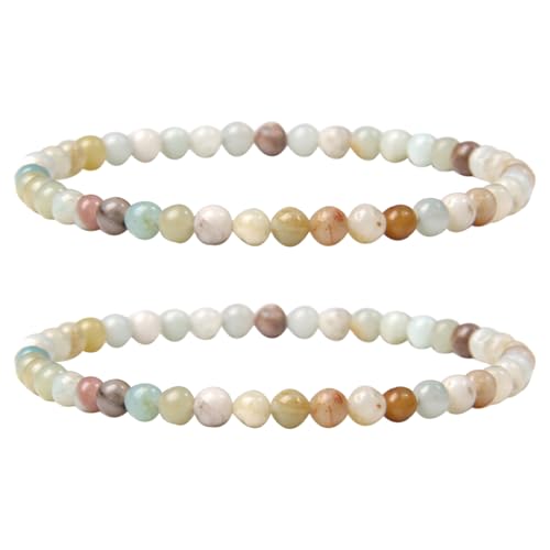 UEIOAVL Armbänder für Damen, 2 stücke Naturstein Perlen Armbänder Elastische Elastische Schmuck Freundschaft Armbänder Paar Armbänder Frauen Männer Schöne Geschenke von UEIOAVL