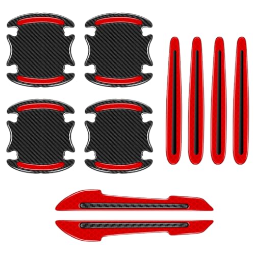 UEIOAVL Auto-Aufkleber, 10er-Pack Autotürgriffschutz inklusive 4 Türschalenaufklebern 4 Türgriffaufklebern und 2 Rückspiegelaufklebern Kratzschutz passend für die meisten Autos (rot) von UEIOAVL
