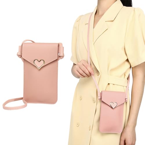 UEIOAVL Damen-Geldbörsen 1 stücke frauen Hängende Brieftasche Hängen Telefon Tasche PU Leder Smartphone Schulter Tasche Brieftasche (Rosa) von UEIOAVL