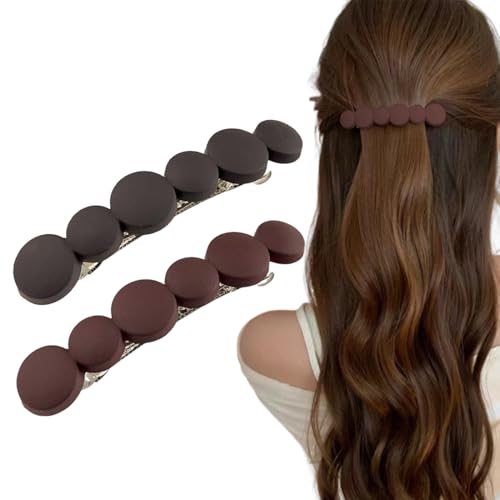 UEIOAVL Haarclips, 2 Stück Französische Haarspangen Damen Dünnes Haar Automatische Haarspangen Kleine Haarspangen Klassische Federspangen Frauen Mädchen (Weinrot, Dunkelbraun) von UEIOAVL