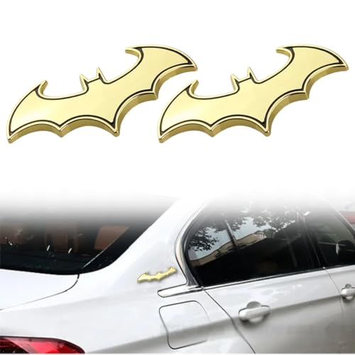 UEIOAVL Merchandise Decals & Stickers, auto sticker 2 Stück selbstklebende Autoaufkleber Batmobil Logo Autoaufkleber Metall Autoaufkleber für Auto oder Motorrad (Gold) von UEIOAVL