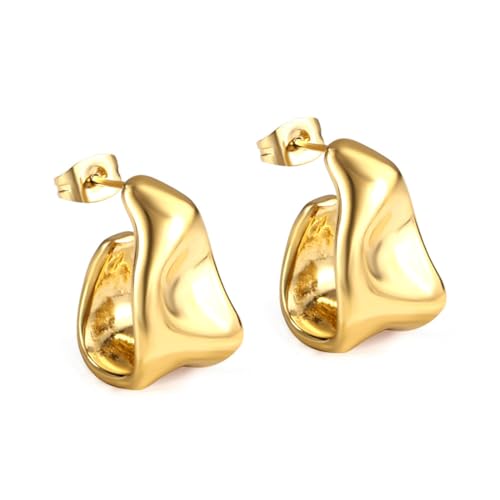UEIOAVL Ohrringe für Damen, 1 Paar Ohrringe Damen Dicke Ohrringe Creolen Dicker Stil Persönlichkeit Ohrringe Hängende Unregelmäßige Ohrringe Goldschmuck Geschenk (Gold) von UEIOAVL