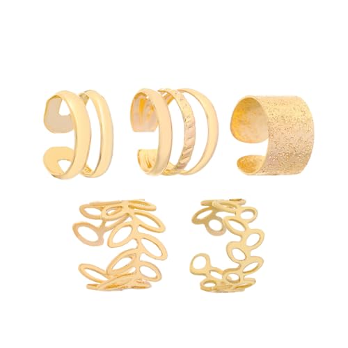 UEIOAVL Ohrringe für Damen, 5 Stück Ohrclip Set, Clip-on, Wrap, Gelbgold, Ohne Edelstein, Poliert, Ohrknorpel, Non-Piercing, Fake Piercing von UEIOAVL