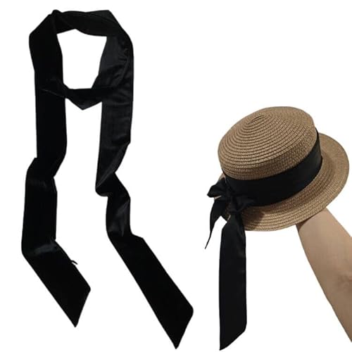 UEIOAVL Women's Belts, stoffgürtel damen taillengürtel damen Damen-Satinbandgürtel schmaler Damenschal Kunstseide langer Schal 2 Meter langes Haarband schmaler Kleidergürtel Hutzubehör (schwarz) von UEIOAVL