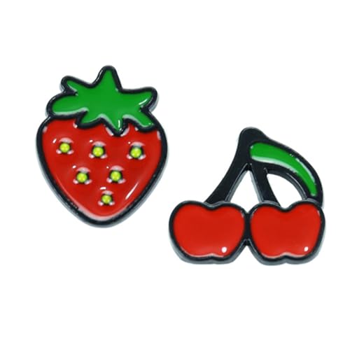 UEIOAVL Women's Brooches & Pins, 2 Stück Obstnadeln Kirschbrosche Erdbeerbrosche Damen-Anstecknadeln Metall Modeaccessoires für Männer Frauen (rot) von UEIOAVL