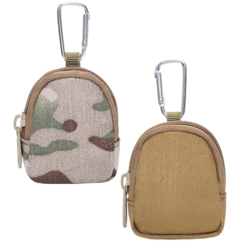 UEIOAVL Women's Coin Purses & Pouches, 2-teiliges Münzgeldbörse mit Reißverschluss Hundeschlüsseltasche taktische Mini-Feder-Schlüsselanhänger-Geldbörse für den Außenbereich (Schlammfarbe) von UEIOAVL