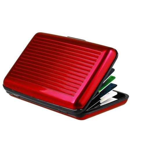 UEIOAVL Women's Credit Card Holders, 1pc Kreditkartenetui Visitenkartenhalter Kartenetui mit RFID-Schutz Visitenkartenbox Wasserdicht Unisex für Visitenkarten Kreditkarten Ausweise (Rot) von UEIOAVL
