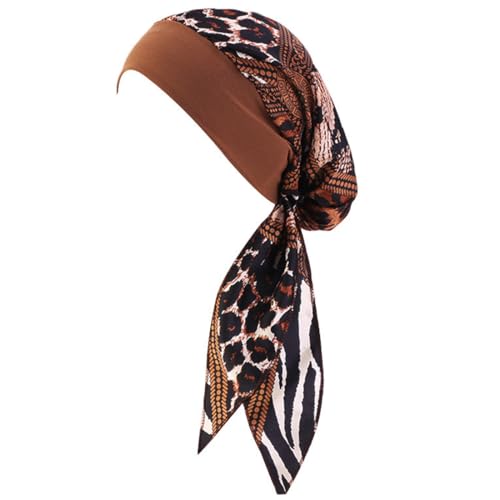 UEIOAVL Women's Head Scarves, 1 Stück Damen-Chemotherapie-Kopfschmuck Leopardenmuster Turban-Kappe elastischer Chemotherapie-Schal Krebs-Chemotherapie-Kopfschmuck Damen-Turban von UEIOAVL