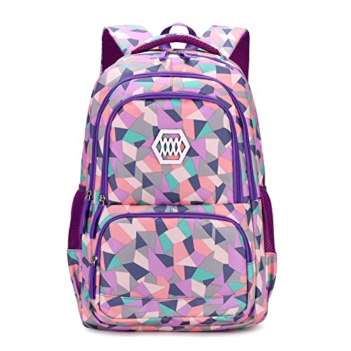 Kinderrucksack, Schulrucksack Mädchen Teenager Schultasche Schulranzen Junge Daypack Große Kapazität Sportrucksack Freizeitrucksack Tasche Kinder Tagesrucksack 18" - Lila von UEK