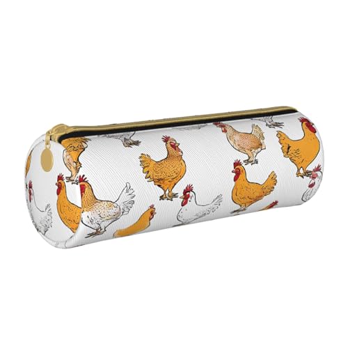UENFFKDAP A Brood of Chickens Leder Federmäppchen Schüler Federmäppchen Reißverschluss Federmäppchen Kosmetiktasche Geeignet für Schulen und Büros, Unisex, weiß, Einheitsgröße, Kosmetiktasche von UENFFKDAP
