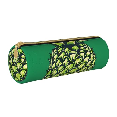 UENFFKDAP A Pineapple Leder Federmäppchen Student Federmäppchen Reißverschluss Federmäppchen Kosmetiktasche Geeignet für Schulen und Büros, Unisex, weiß, Einheitsgröße, Kosmetiktasche von UENFFKDAP