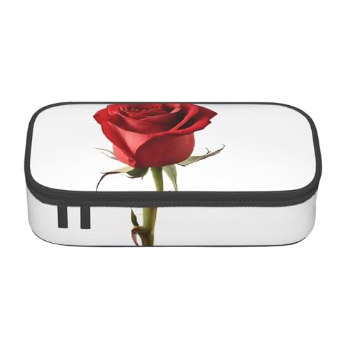 UENFFKDAP A Red Rose Große Kapazität Federmäppchen Schüler Federmäppchen Kosmetiktasche mit Reißverschluss Geeignet für Schulen und Büros Unisex, Schwarz , Einheitsgröße, Kosmetiktasche von UENFFKDAP