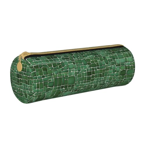 UENFFKDAP Alligator Skin Leder Federmäppchen Schüler Federmäppchen Reißverschluss Federmäppchen Kosmetiktasche Geeignet für Schulen und Büros, Unisex, weiß, Einheitsgröße, Kosmetiktasche von UENFFKDAP