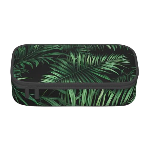 UENFFKDAP Bananenblatt Grün Große Kapazität Federmäppchen Schüler Federmäppchen Kosmetiktasche mit Reißverschluss Geeignet für Schulen und Büros Unisex, Schwarz , Einheitsgröße, Kosmetiktasche von UENFFKDAP