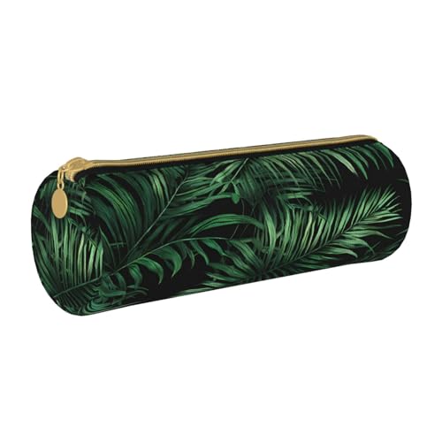 UENFFKDAP Bananenblatt Grün Leder Federmäppchen Schüler Federmäppchen Reißverschluss Federmäppchen Kosmetiktasche Geeignet für Schulen und Büros, Unisex, weiß, Einheitsgröße, Kosmetiktasche von UENFFKDAP