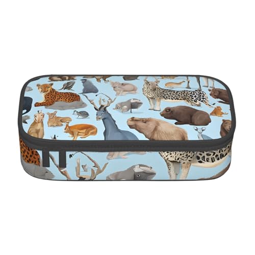 UENFFKDAP Bauernhoftier Große Kapazität Federmäppchen Schüler Federmäppchen Kosmetiktasche mit Reißverschluss Geeignet für Schulen und Büros Unisex, Schwarz , Einheitsgröße, Kosmetiktasche von UENFFKDAP