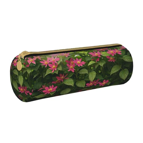 UENFFKDAP Beauty Blumen Leder Federmäppchen Schüler Federmäppchen Reißverschluss Federmäppchen Kosmetiktasche Geeignet für Schulen und Büros, Unisex, weiß, Einheitsgröße, Kosmetiktasche von UENFFKDAP