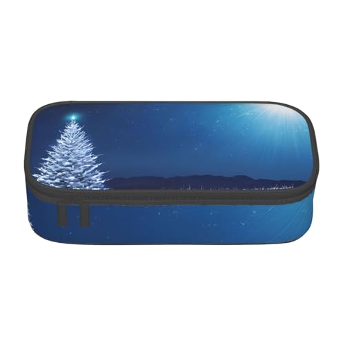 UENFFKDAP Blaue Weihnachten Schneeflocke Große Kapazität Federmäppchen Schüler Federmäppchen Kosmetiktasche mit Reißverschluss Geeignet für Schulen und Büros Unisex, Schwarz , Einheitsgröße, von UENFFKDAP