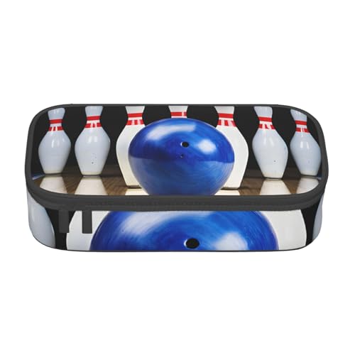 UENFFKDAP Bowling Große Kapazität Federmäppchen Schüler Federmäppchen Kosmetiktasche mit Reißverschluss Geeignet für Schulen und Büros Unisex, Schwarz , Einheitsgröße, Kosmetiktasche von UENFFKDAP