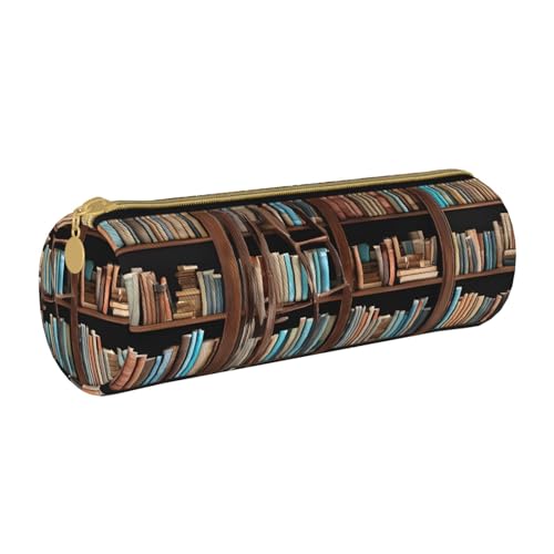 UENFFKDAP Bücher Leder Federmäppchen Schüler Federmäppchen Reißverschluss Federmäppchen Kosmetiktasche Geeignet für Schulen und Büros, Unisex, weiß, Einheitsgröße, Kosmetiktasche von UENFFKDAP