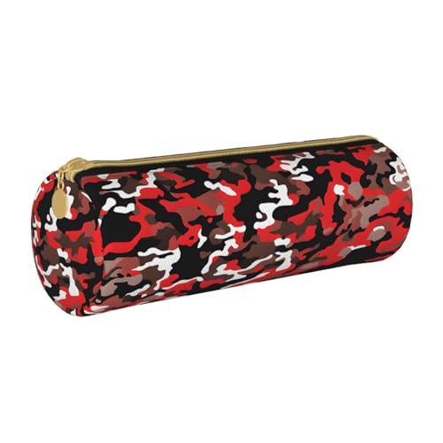 UENFFKDAP Camo Leder Federmäppchen Schüler Federmäppchen Reißverschluss Federmäppchen Kosmetiktasche Geeignet für Schulen und Büros, Unisex, weiß, Einheitsgröße, Kosmetiktasche von UENFFKDAP