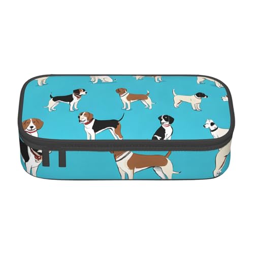 UENFFKDAP Cartoon Beagle Dog Große Kapazität Federmäppchen Schüler Federmäppchen Kosmetiktasche mit Reißverschluss Geeignet für Schulen und Büros Unisex, Schwarz , Einheitsgröße, Kosmetiktasche von UENFFKDAP