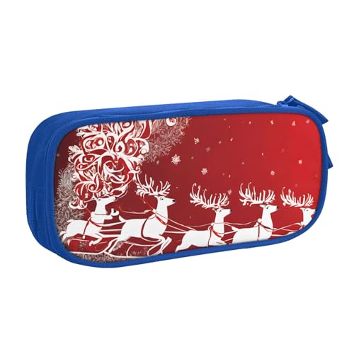 UENFFKDAP Christmas Magic Große Kapazität Federmäppchen Schüler Federmäppchen Reißverschluss Federmäppchen Kosmetiktasche Geeignet für Schulen und Büros, Unisex, blau, Einheitsgröße, Kosmetiktasche von UENFFKDAP