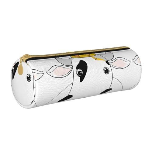 UENFFKDAP Dairy Cow Leather Pencil Case Student Pencil Case Zipper Pencil Case Cosmetic Bag Suitable for Schools and Offices, Unisex, weiß, Einheitsgröße, Kosmetiktasche von UENFFKDAP